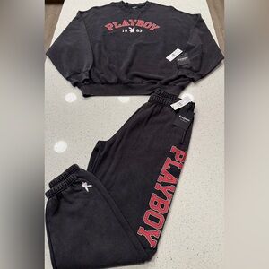 PLAYBOY Black Lounge Set with Red Accents